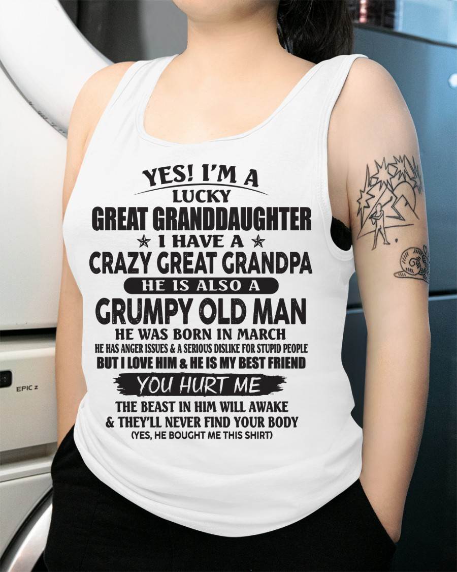 MARCH - LUCKY GREAT GRANDDAUGHTER OF CRAZY GREAT GRANDPA - PERFECT GIFT FROM GREAT GRANDPA - LUNA03 (SKU12-287-03)