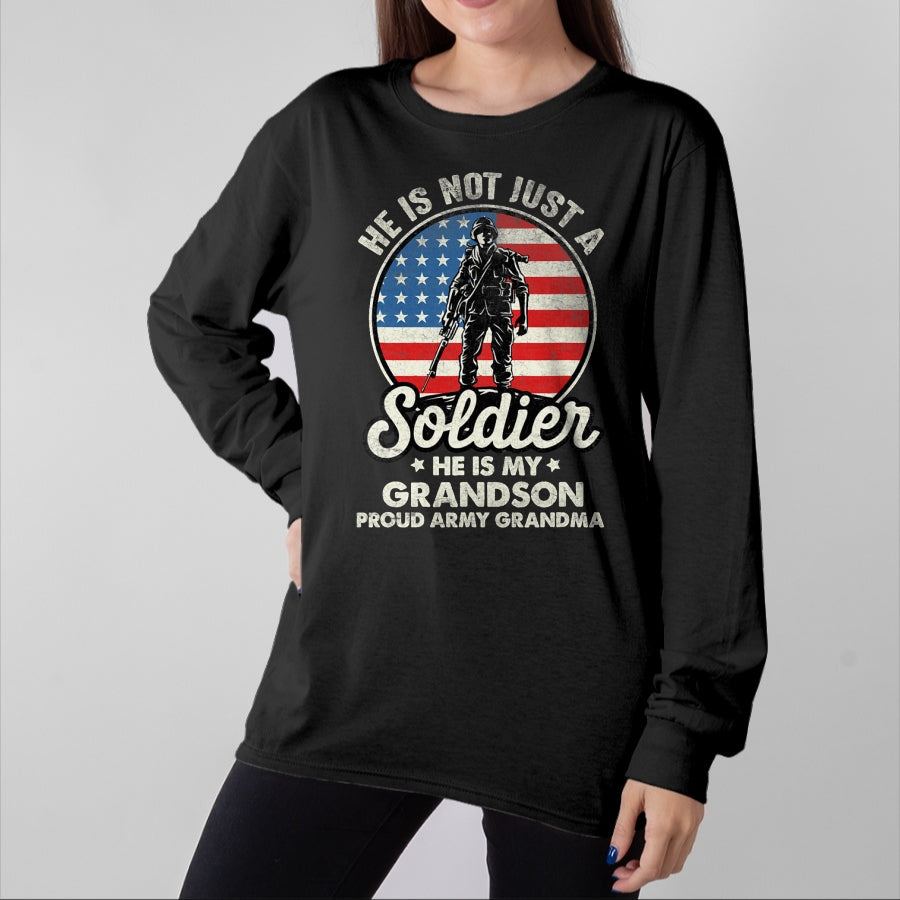 Best Grandma Shirt, Proud Grandma Unisex T-Shirt/Hoodie/Sweatshirt HLT00 - My Grandson Is A Soldier Quote Proud Army Grandma T-Shirt
