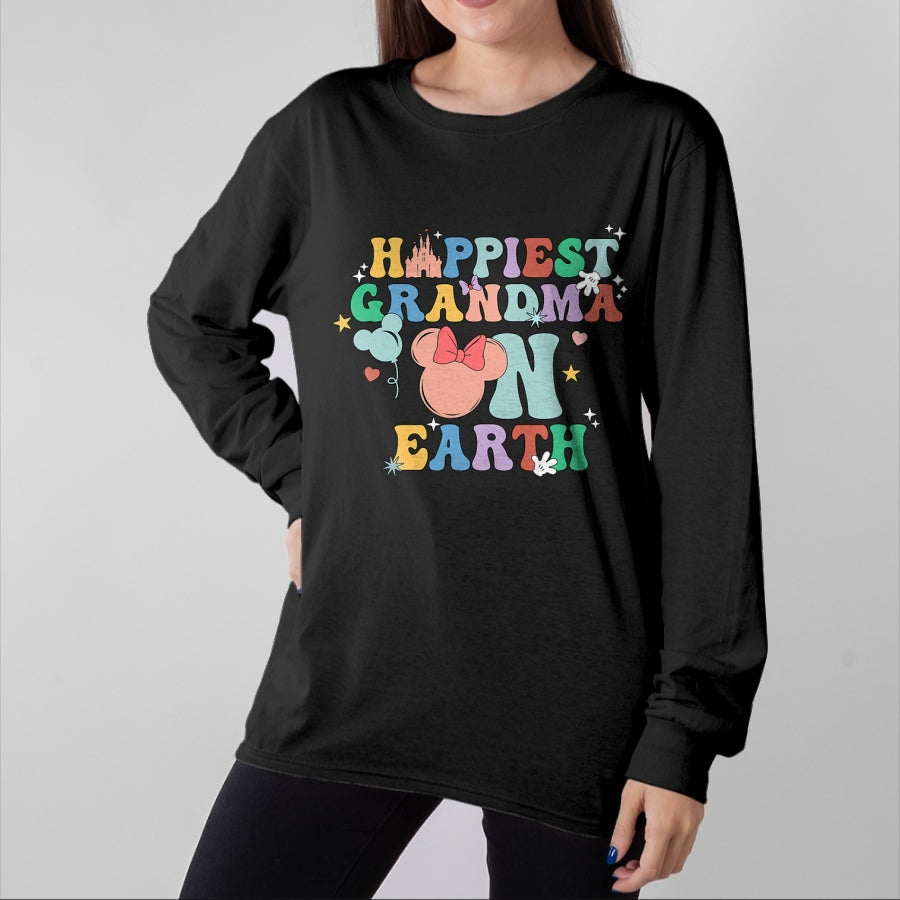 Best Grandma Shirt, Proud Grandma Unisex T-Shirt/Hoodie/Sweatshirt HLT00 - Groovy Happiest Grandma On Earth T-Shirt