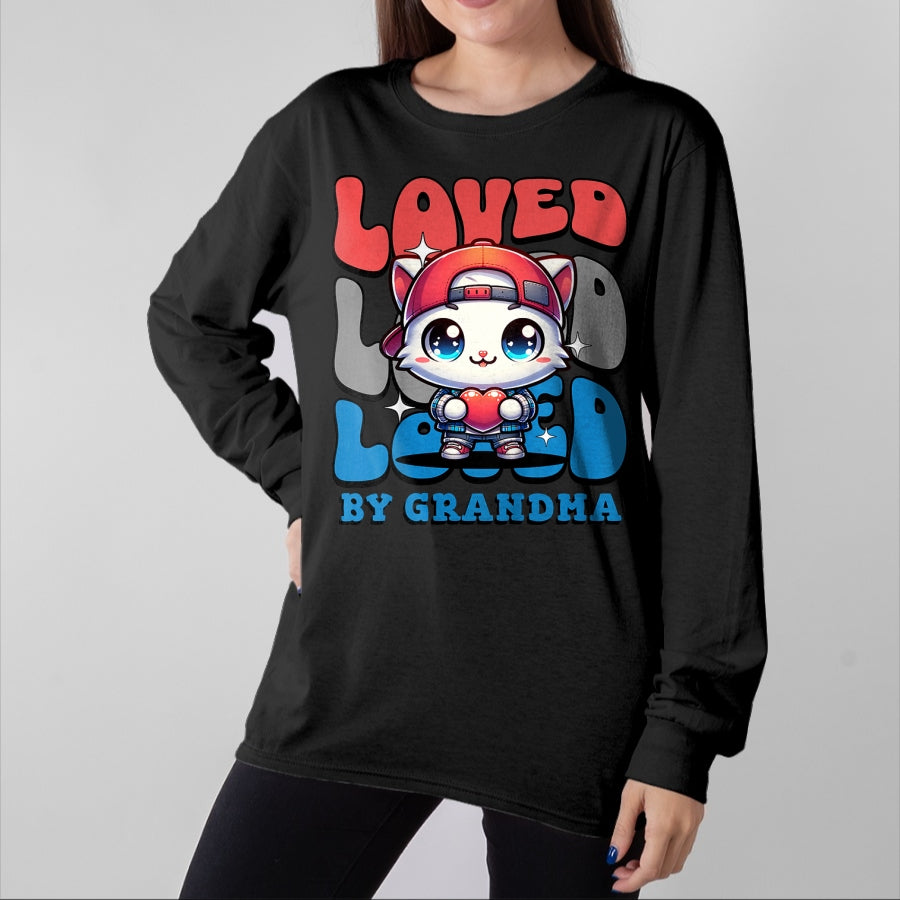 Best Grandma Shirt, Proud Grandma Unisex T-Shirt/Hoodie/Sweatshirt HLT00 - Kids Grandma Loves Me Grandson Cat T-Shirt