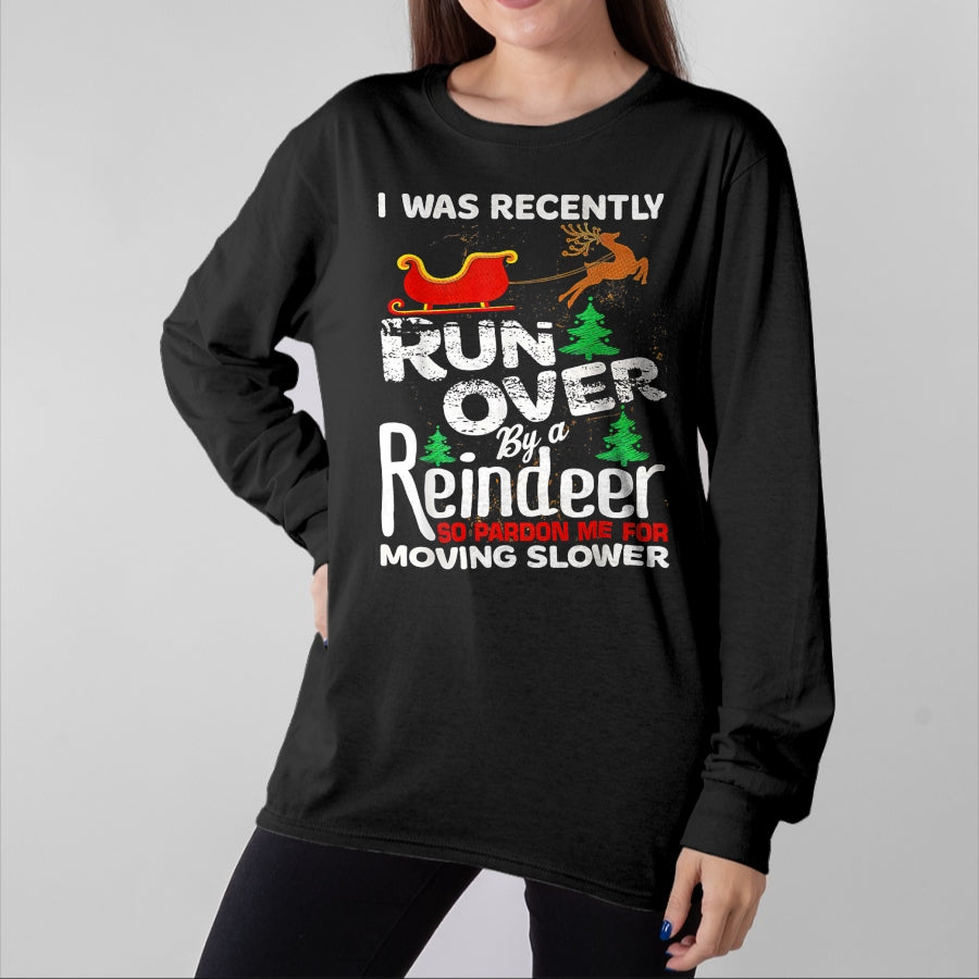 Best Grandma Shirt, Proud Grandma Unisex T-Shirt/Hoodie/Sweatshirt HLT00 - Grandma Got Run Over By A Reindeer Christmas So Pardon Me T-Shirt (1)