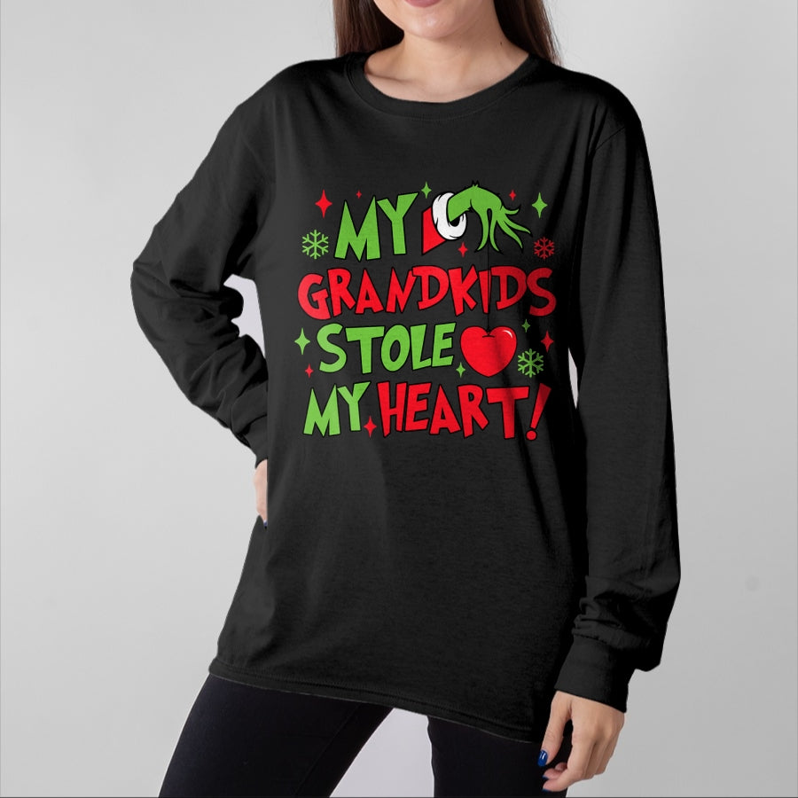 Best Grandma Shirt, Proud Grandma Unisex T-Shirt/Hoodie/Sweatshirt HLT00 - My Grandkids Stole My Heart Vintage Grandma Christmas Xmas T-Shirt