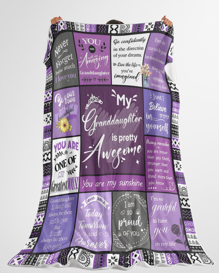BLANKET FOR GRANDDAUGHTER – COMFORT & WARMTH GIFT FROM GRANDPARENTS Sherpa Fleece Quilt Blanket LUNA00 (SKUB11-BLK-03)