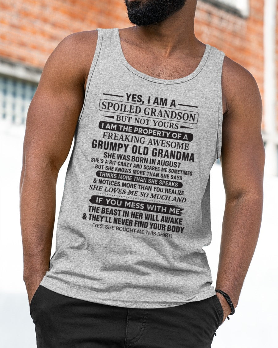 Yes I’m A Stubborn Grandson T-Shirt – Birthday Gift From August Grandma / Woman - LUNA08 (SKU10-171-08)