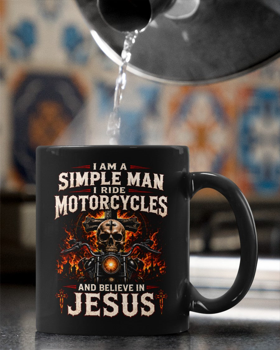 Christian Biker Mug, I Ride Motorcycles And Believe In Jesus Coffee Cup, Skull Motorcycle Gift For Men- LUNA00 (SKU2608-521)