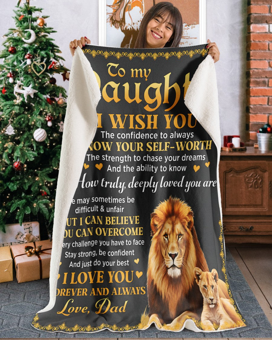 TO MY DAUGHTER - GIFT FROM DAD- Sherpa Fleece Quilt Blanket (SKU2606-12)