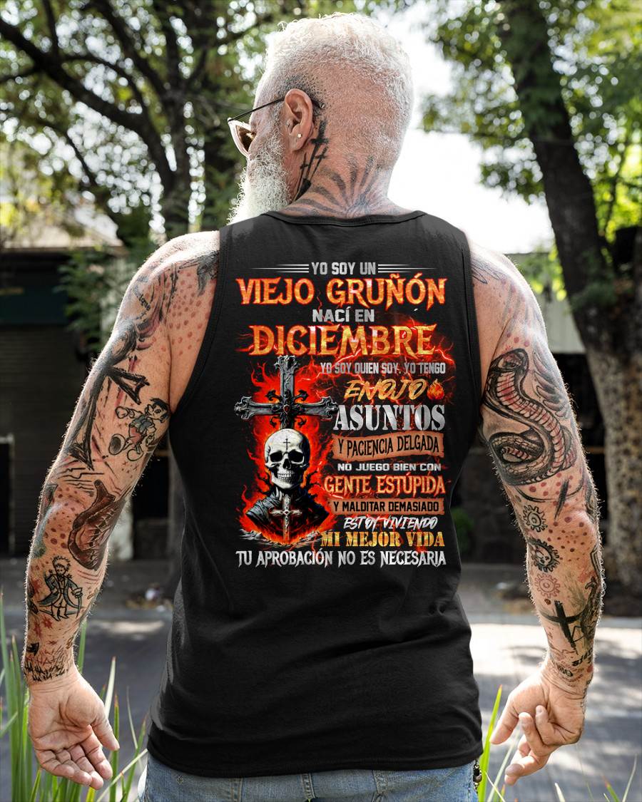 Diciembre - Viejo Gruñón - Camiseta Divertida de Calavera con Problemas de Ira - Regalo Perfecto Para Ti - LUNA12 (SKU26T-01203-12)