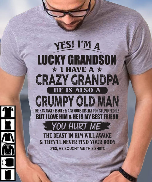 LUCKY GRANDSON OF CRAZY GRANDPA -  PERFECT GIFT FROM GRANDPA - LUNA00 (SKU12-145-00)