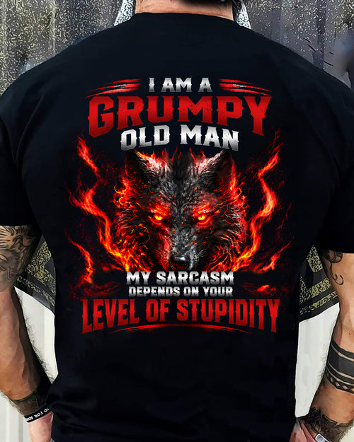I AM A GRUMPY OLD MAN MY SARCASM DEPENDS ON YOUR LEVEL OF STUPIDITY - SHIRT FOR MEN - LUNA00 (SKU2609-286-00)