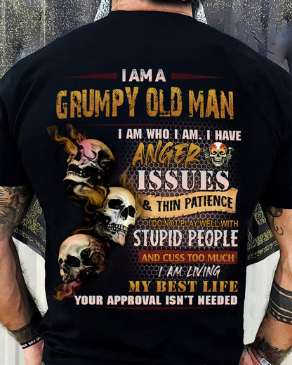 Grumpy Old Man T-Shirt - Funny Skull Anger Issues Tee - Perfect Gift For Men LUNA00 (SKU08-67-00)