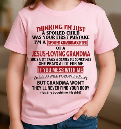 Christian Girl Shirt – Spoiled by Grandma – From Grandma to Granddaughter LUNA00 (SKU07-181-00)