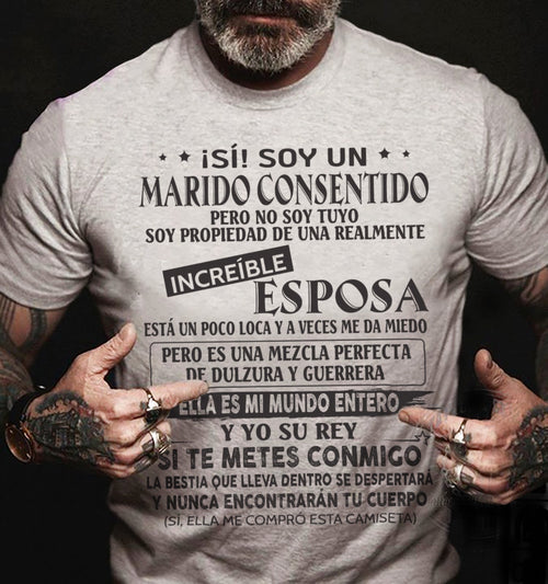 CAMISETA DIVERTIDA DE ESPOSO CONSENTIDO - LUNA00sp (SKU05-105-00)