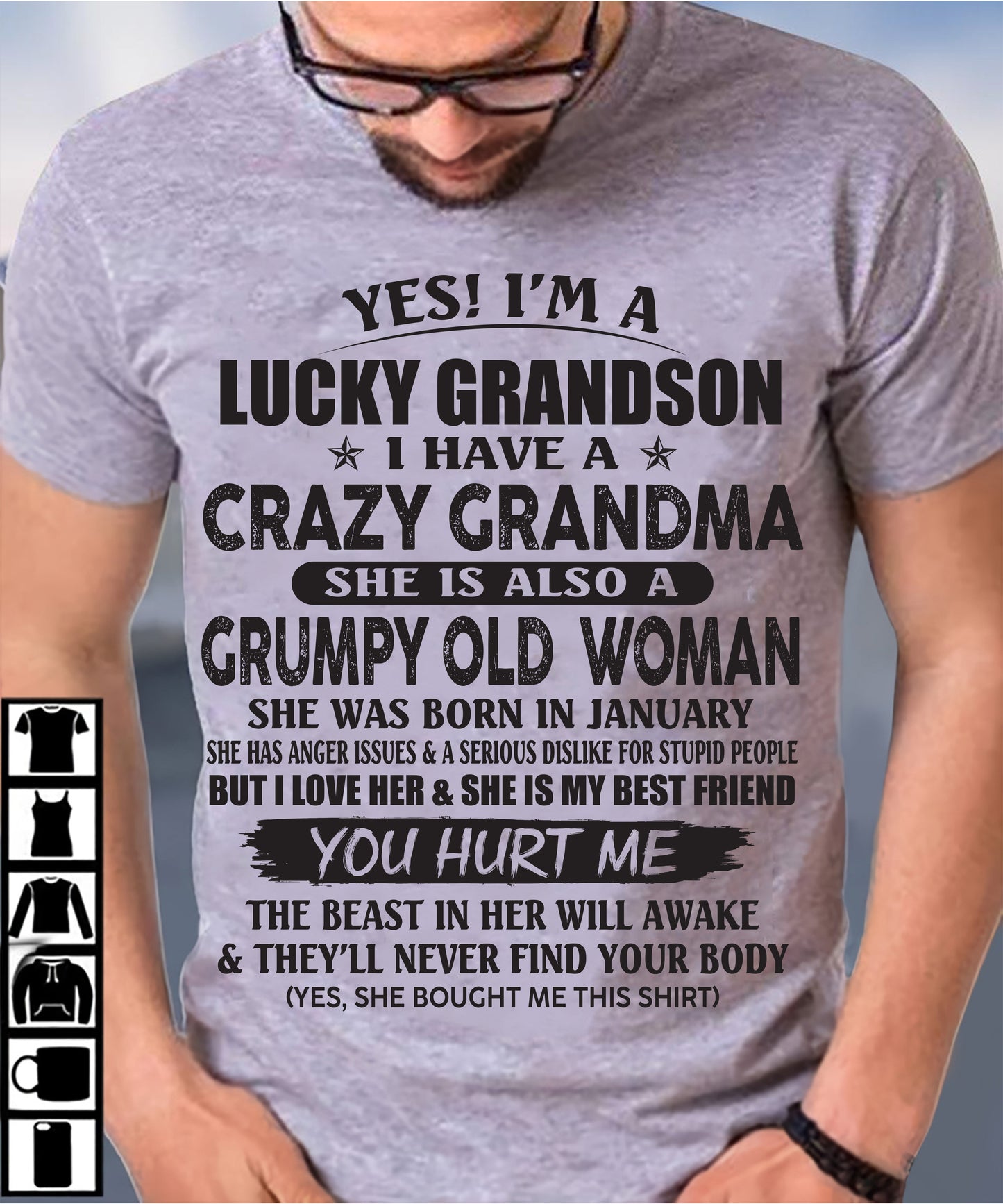 JANUARY - LUCKY GRANDSON OF CRAZY GRANDMA -  FROM GRANDMA - NINA01 (SKU10-173-01)