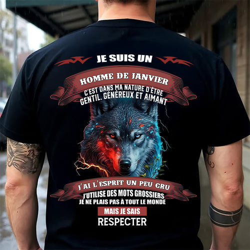 JANVIER -  JE SAIS RESPECTER – T-SHIRT D’ANNIVERSAIRE POUR HOMME - frSNOW01 (SKU12-266-01)