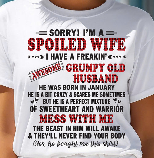 JANUARY - SPOILED WIFE OF AWESOME GRUMPY OLD HUSBAND - PERFECT GIFT  FROM HUSBAND - LUNA01 (SKU12-111-01)