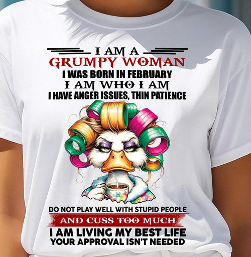 FEBRUARY - GRUMPY WOMAN - BIRTHDAY SHIRT FOR WOMEN - EBIL02 (SKU26T-01-22-02)