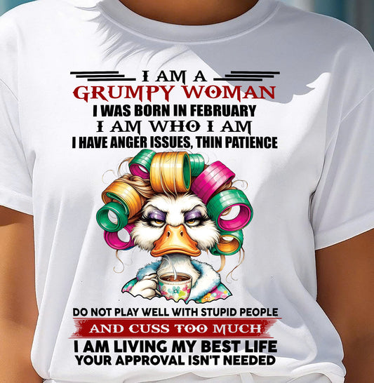 FEBRUARY - GRUMPY WOMAN - BIRTHDAY SHIRT FOR WOMEN - EBIL02 (SKU26T-01-22-02)