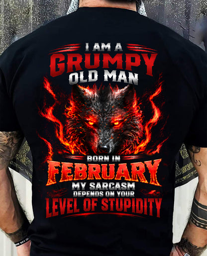 FEBRUARY - I AM A GRUMPY OLD MAN MY SARCASM DEPENDS ON YOUR LEVEL OF STUPIDITY - SHIRT FOR MEN - LUNA02 (SKU2609-286-02)