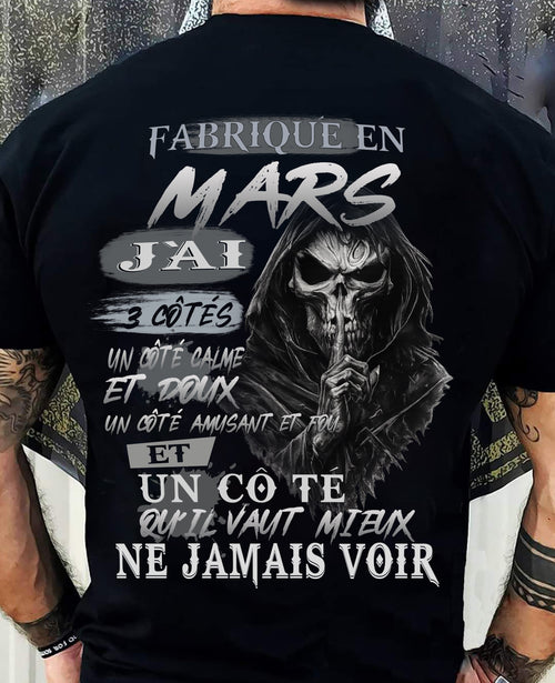 Fabriqué en Mars – J’ai 3 Côtés | T-Shirt Homme Caractère Fort - LUNA03 (SKU26T-01174-03)