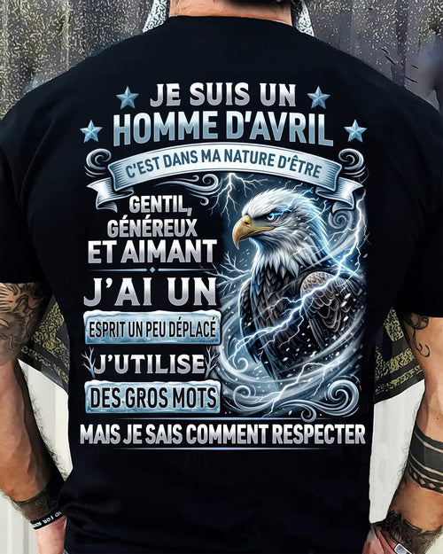 AVRIL – ESPRIT MALICIEUX MAIS SAIT RESPECTER - T-SHIRT ANNIVERSAIRE HOMME - IMPRESSION DTG PREMIUM - frLUNA04 (SKU2604-86-04)