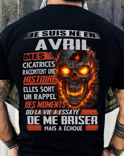Je Suis Né en Avril – Mes Cicatrices Racontent Une Histoire | T-Shirt Homme Fort - LUNA04 (SKU26T-01175-04)