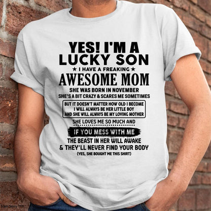 November - I am Lucky Son - Gift For Son From Mom - LUNA11 - (SKU-T1206LMS-11)