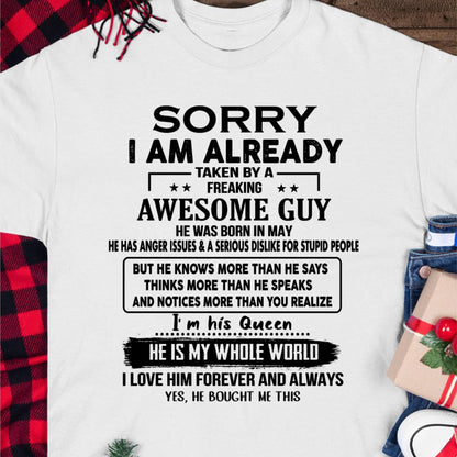 May - Awesome Guy - Perfect gift for your girlfriend or wife from Husband - LUNA05 (SKUT08-11-05)