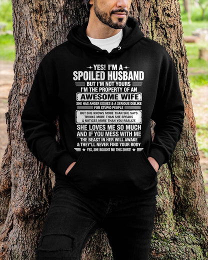 I'M A SPOILED HUSBAND BUT I'M NOT YOURS - SHIRT FROM WIFE TO HUSBAND – LUNA00 (SKU2608-628-00)