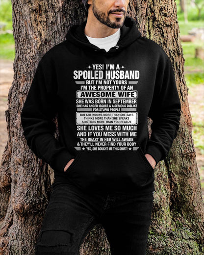 SEPTEMBER - I'M A SPOILED HUSBAND BUT I'M NOT YOURS - SHIRT FROM WIFE TO HUSBAND – LUNA09 (SKU2608-628-09)
