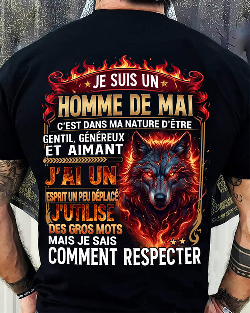 MAI – ESPRIT MALICIEUX MAIS SAIT RESPECTER - T-SHIRT ANNIVERSAIRE HOMME - IMPRESSION DTG PREMIUM - frLUNA05 (SKU2604-87-05)