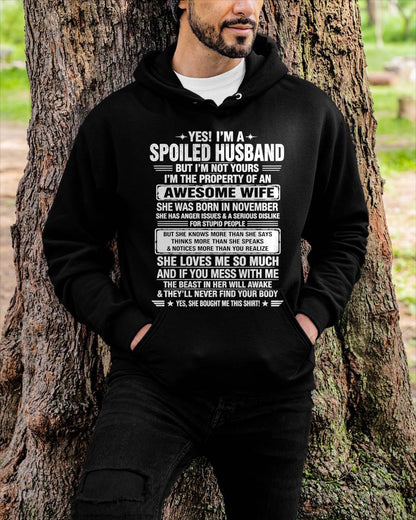 NOVEMBER - I'M A SPOILED HUSBAND BUT I'M NOT YOURS - SHIRT FROM WIFE TO HUSBAND – LUNA11 (SKU2608-628-11)