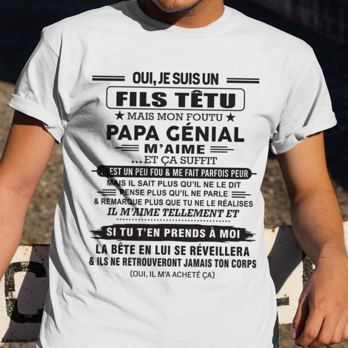 Oui, je suis un garçon têtu – T-shirt | Cadeau d’anniversaire de papa pour son fils - LUNA00 / fr00 (SKU12-260-00)