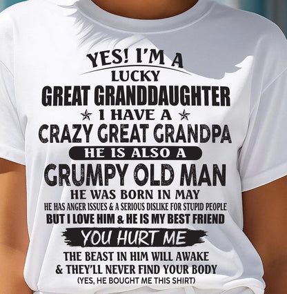 MAY - LUCKY GREAT GRANDDAUGHTER OF CRAZY GREAT GRANDPA - PERFECT GIFT FROM GREAT GRANDPA - LUNA05 (SKU12-287-05)