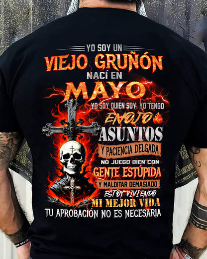 Mayo - Viejo Gruñón - Camiseta Divertida de Calavera con Problemas de Ira - Regalo Perfecto Para Ti - LUNA05 (SKU26T-01203-05)