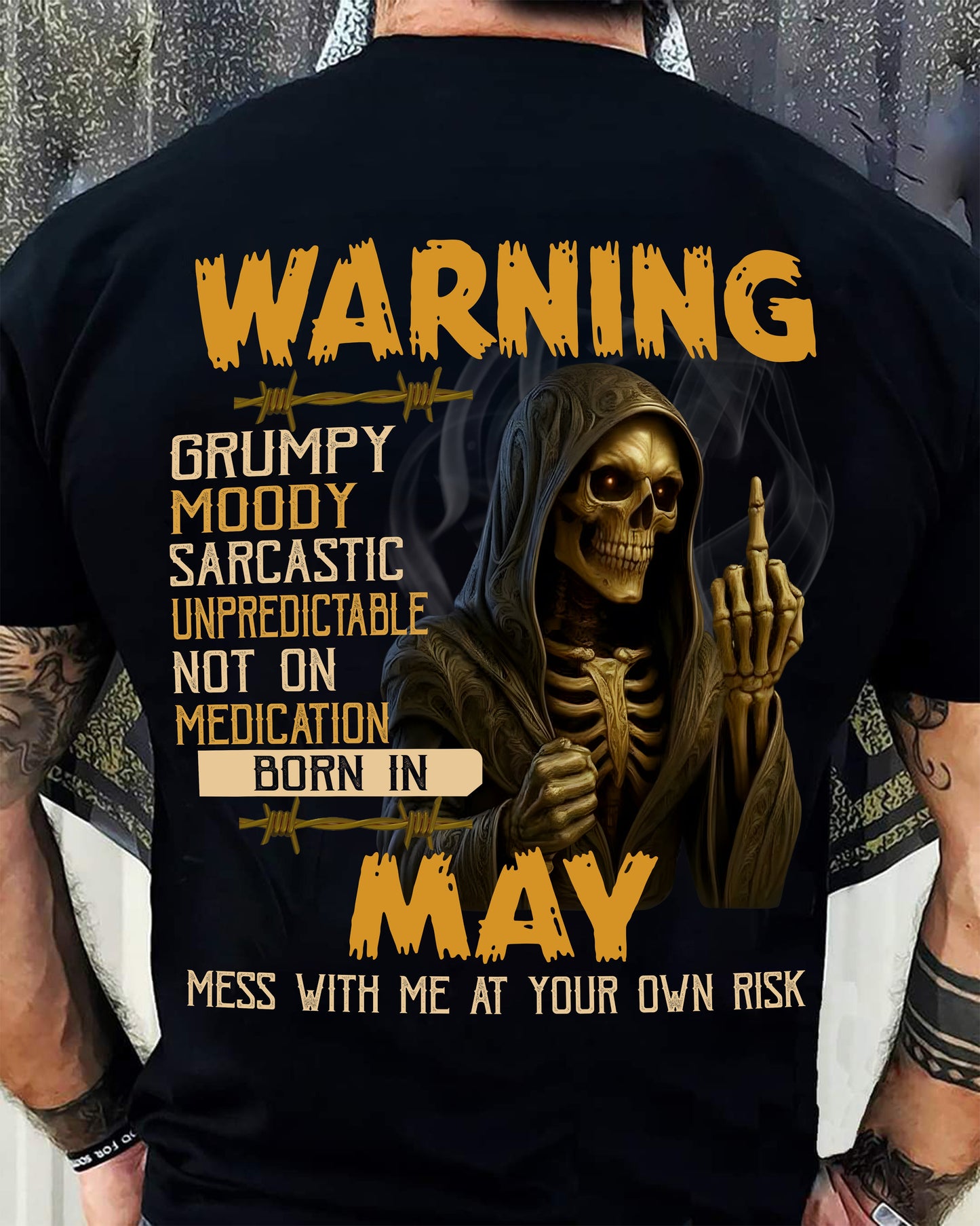 MAY - WARNING GRUMPY MOODY - BIRTHDAY T-SHIRT FOR MEN - EBIL05 (SKU26T-01-07-05)
