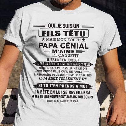 JUILLET - Oui, je suis un garçon têtu – T-shirt | Cadeau d’anniversaire de papa pour son fils - LUNA07 / fr07 (SKU12-260-07)
