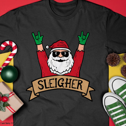 Christmas Sleigher Santa Rock Xmas Rocker Men Women Kids Boy T-Shirt - Christmas Unisex T-Shirt/Hoodie/Sweatshirt - HNDS00