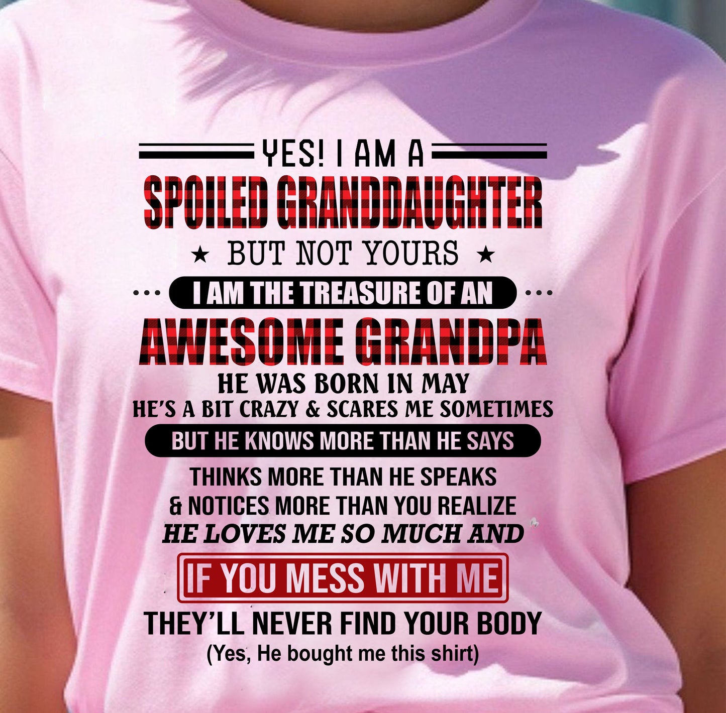 MAY - YES! I'M A SPOILED GRANDDAUGHTER - GIFT FROM GRANDPA - LUNA05 (SKU26T-01317-05)