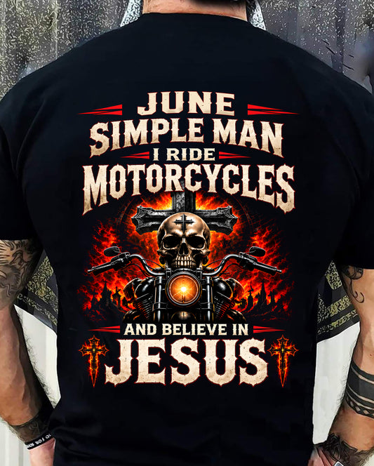 JUNE - SIMPLE MAN I RIDE MOTORCYCLES AND BELIEVE IN JESUS - SHIRT FOR MEN - LUNA06 (SKU2609-102-06)