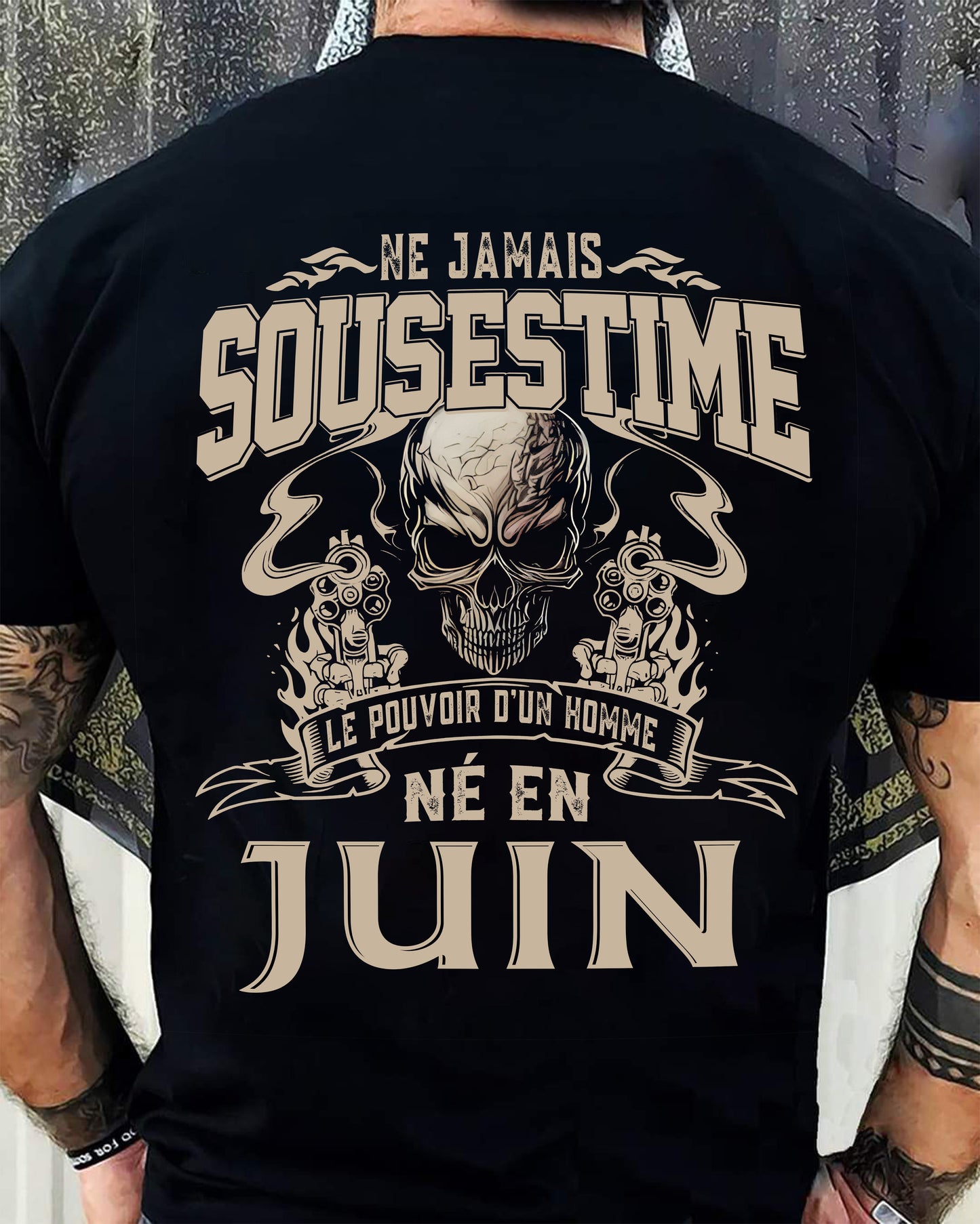 Ne Jamais Sous-estimer le Pouvoir d’un Homme Né en Juin – T-Shirt Homme Crâne Rebelle - LUNA06 (SKU26T-01159-06)