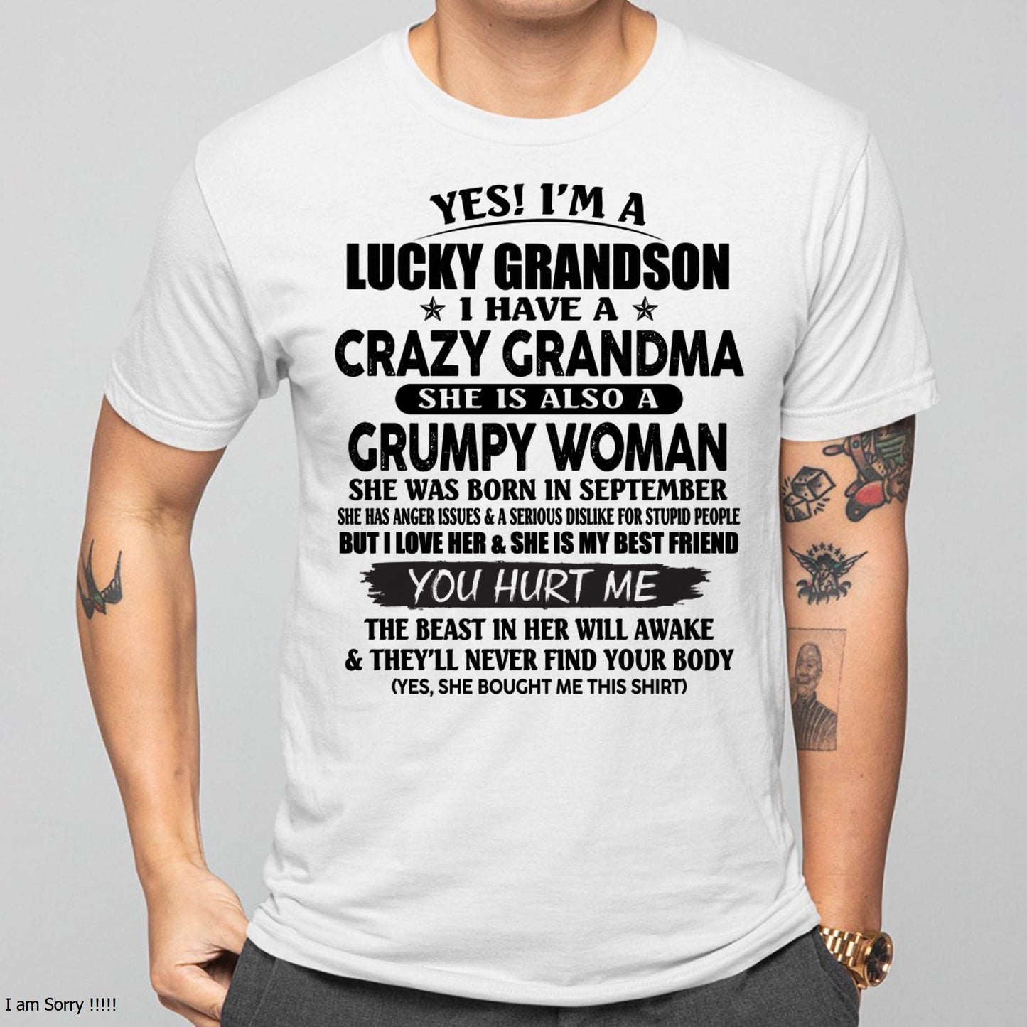 SEPTEMBER - LUCKY GRANDSON OF CRAZY GRANDMA -  PERFECT GIFT FROM GRANDMA - LUNA09 (SKU12-113-09)