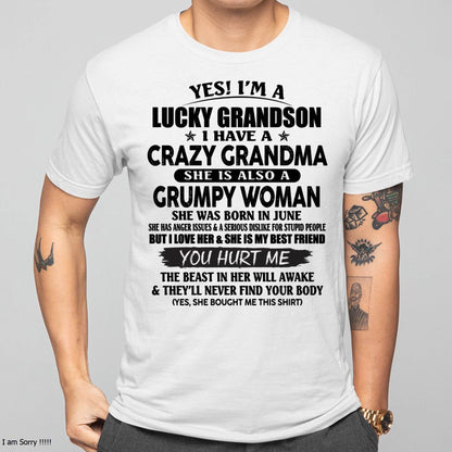 JUNE - LUCKY GRANDSON OF CRAZY GRANDMA -  PERFECT GIFT FROM GRANDMA - LUNA06 (SKU12-113-06)