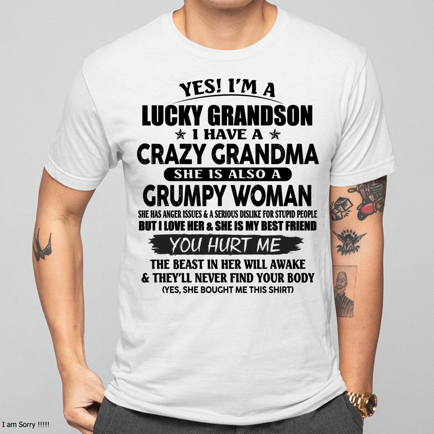 LUCKY GRANDSON OF CRAZY GRANDMA -  PERFECT GIFT FROM GRANDMA - LUNA00 (SKU12-113-00)