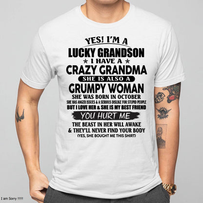 OCTOBER - LUCKY GRANDSON OF CRAZY GRANDMA -  PERFECT GIFT FROM GRANDMA - LUNA10 (SKU12-113-10)