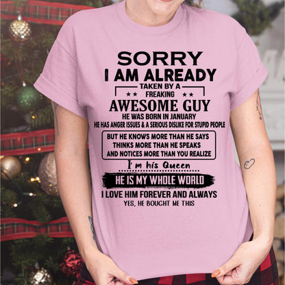 January - Awesome Guy - Perfect gift for your girlfriend or wife From Husband - LUNA01  (SKUT08-11-01)