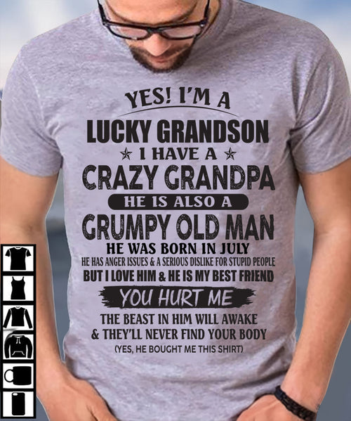 JULY - LUCKY GRANDSON OF CRAZY GRANDPA -  PERFECT GIFT FROM GRANDPA - LUNA07 (SKU12-145-07)
