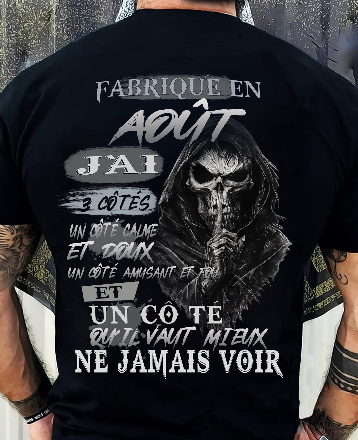 Fabriqué en Août – J’ai 3 Côtés | T-Shirt Homme Caractère Fort - LUNA08 (SKU26T-01174-08)
