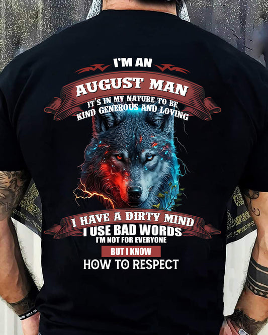 AUGUST - KNOW HOW TO RESPECT - BIRTHDAY T-SHIRT FOR MEN - LUNA08 (SKU12-162-08)