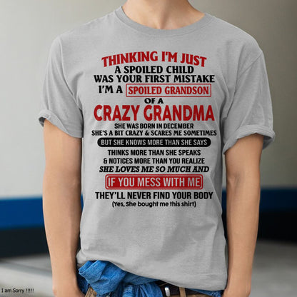 DECEMBER - I'M A SPOILED GRANDSON OF A CRAZY GRANDMA - From Grandma - NINA12 (SKU-GMS1-NTT12)