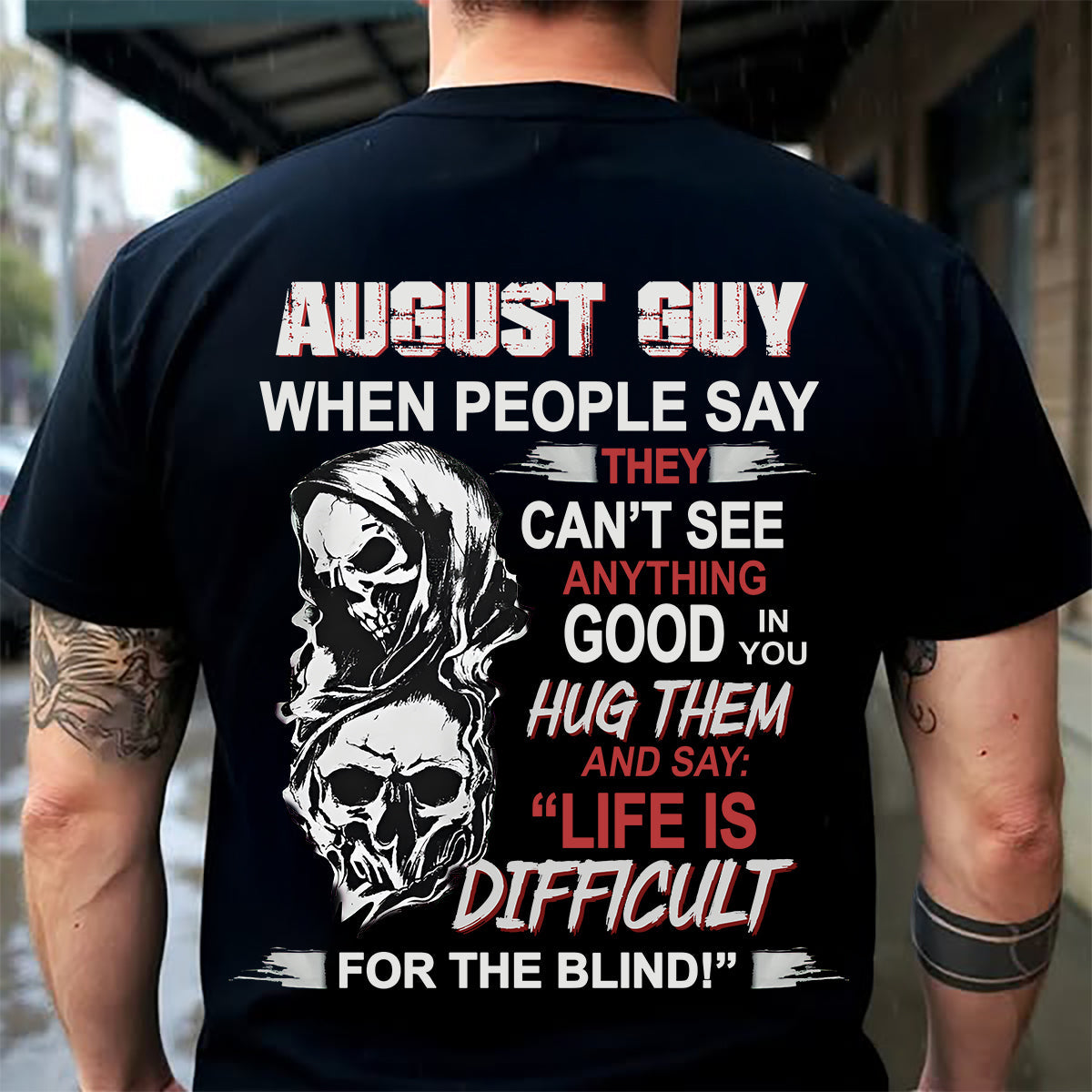 AUGLUNAT -  HUG THEM AND SAY... - BIRTHDAY T-SHIRT FOR MEN - SNOW08 (SKU12-253-08)